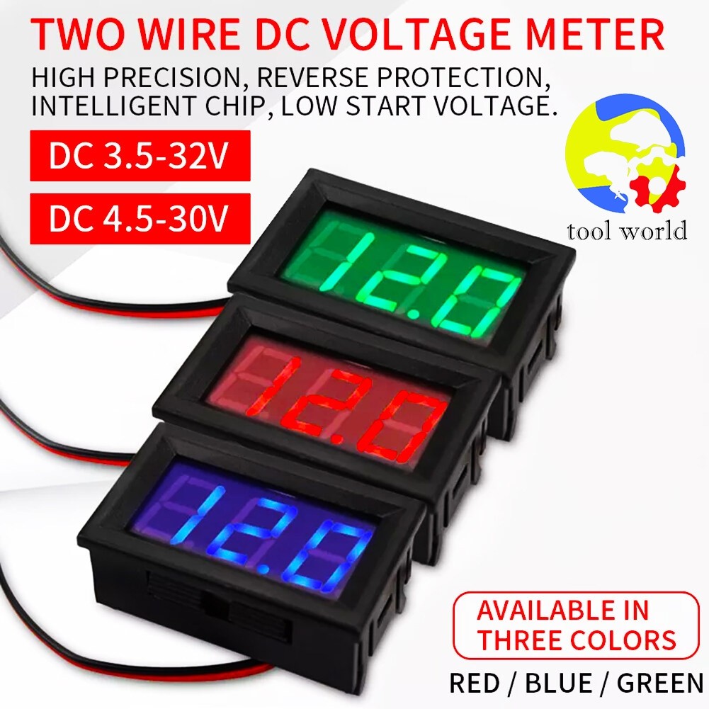 ตัววัดโวลท์ แบบดิจิตอล DC 45 300 V Mini 036 inch DC 45V30V 2Wire LED Digital Display Panel Battery Voltmeter fo