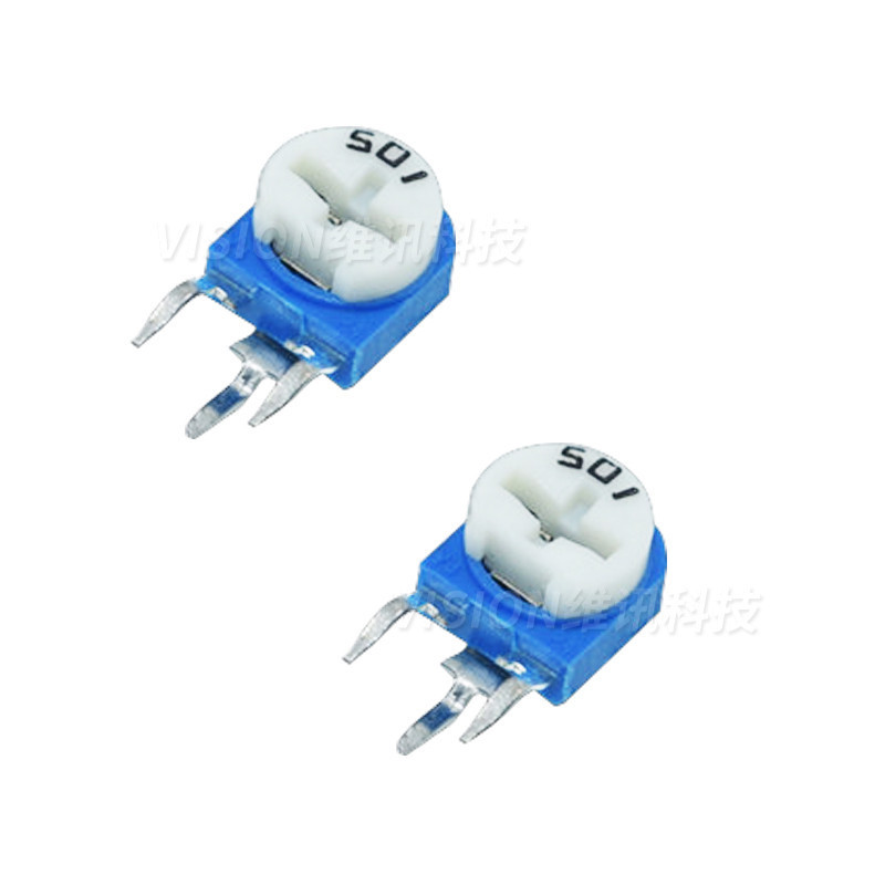 R RM063 แนวตั้งสีฟ้าสีขาวตัวต้านทานแบบปรับได้ WH06 Potentiometer 100R1K2K5K10K20K50K100K1M