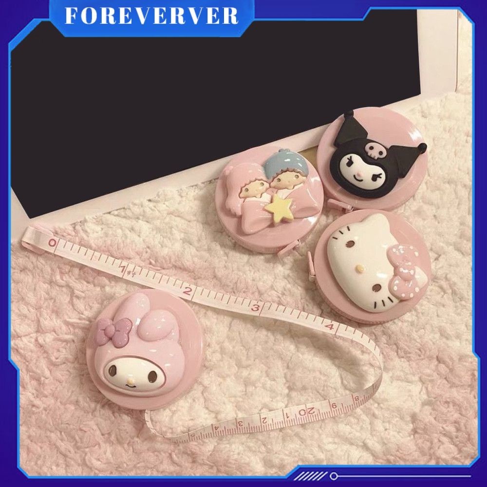 Sanrio Hello Kitty ไม้บรรทัดวัดขนาดพกพาอเนกประสงค์ลายการ์ตูนน่ารักขนาดเล็ก 3 มิติ