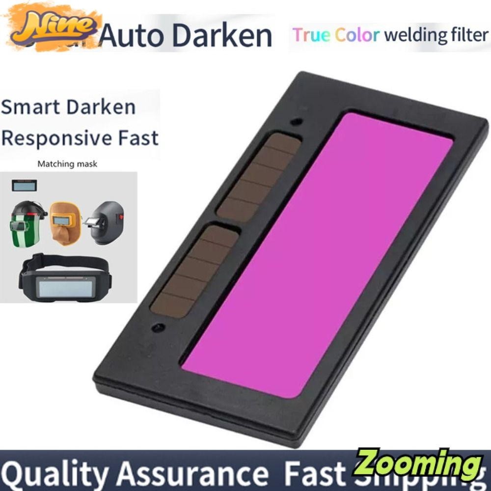 ZOOMING อุปกรณ์ป้องกันดวงตา แผง LCD หมวกกันน็อคเชื่อมปรับแสงอัตโนมัติ เครื่องมือเลนส์ตัวกรองการเชื่อมสีสันสดใสแบบพกพา