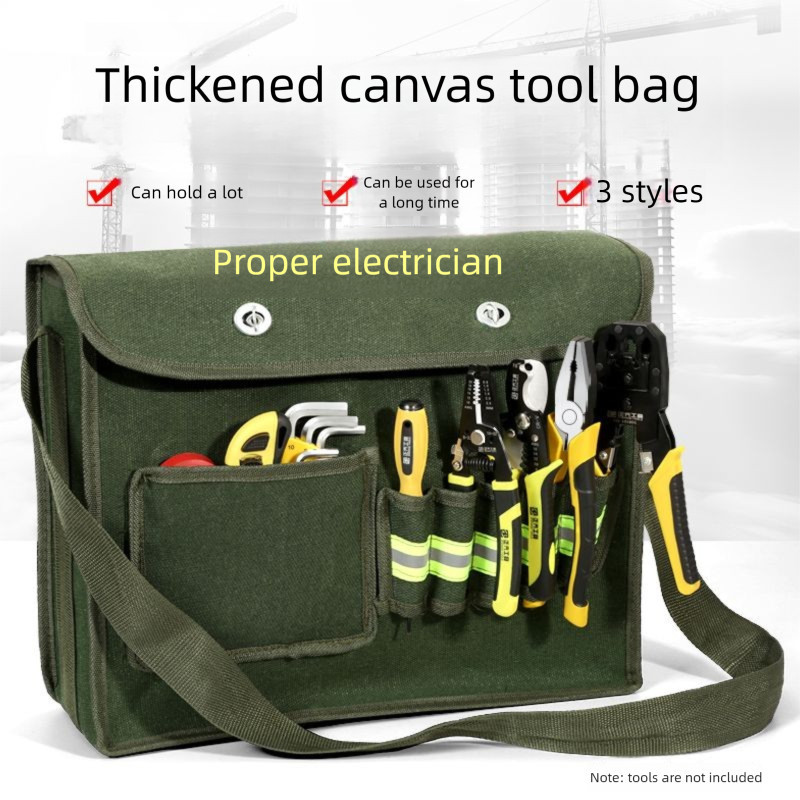 กระเป๋าเครื่องมือช่างไฟฟ้า กระเป๋าสะท้อนแสง กระเป๋าช่างไฟฟ้า กระเป๋าสะพายไหล่หลายฟังก์ชัน ผ้าใบหนา กระเป๋าคาดเอวความจุให