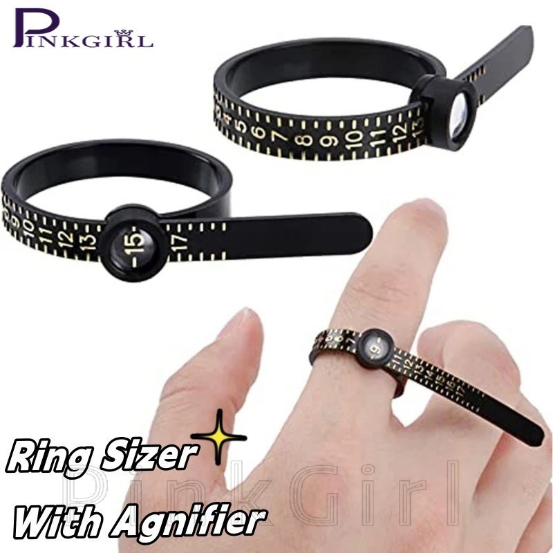 Sizer พร้อม Agnifier วัดขนาด UKUS เครื่องมือวัดแหวน อุปกรณ์เครื่องประดับ สีดาและสีขาว พลาสติก นากลับมาใช้ใหม่ได้