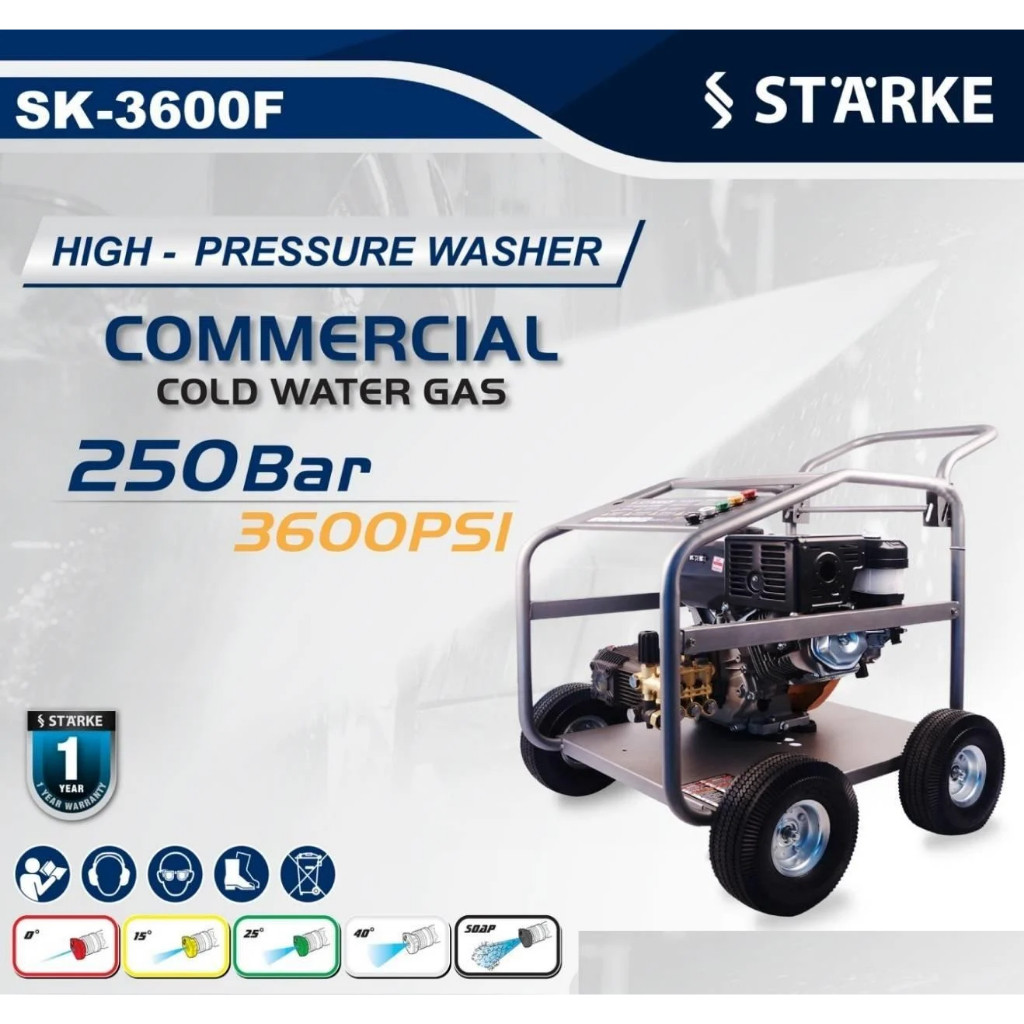 STARKE เครื่องฉีดน้ำแรงดันสูง รุ่น SK3600FG 250บาร์ เครื่องยนต์เบนซิน13แรงม้า เชือกดึงสตาร์ท เครื่องฉีดน้ำ เบนซิน BI