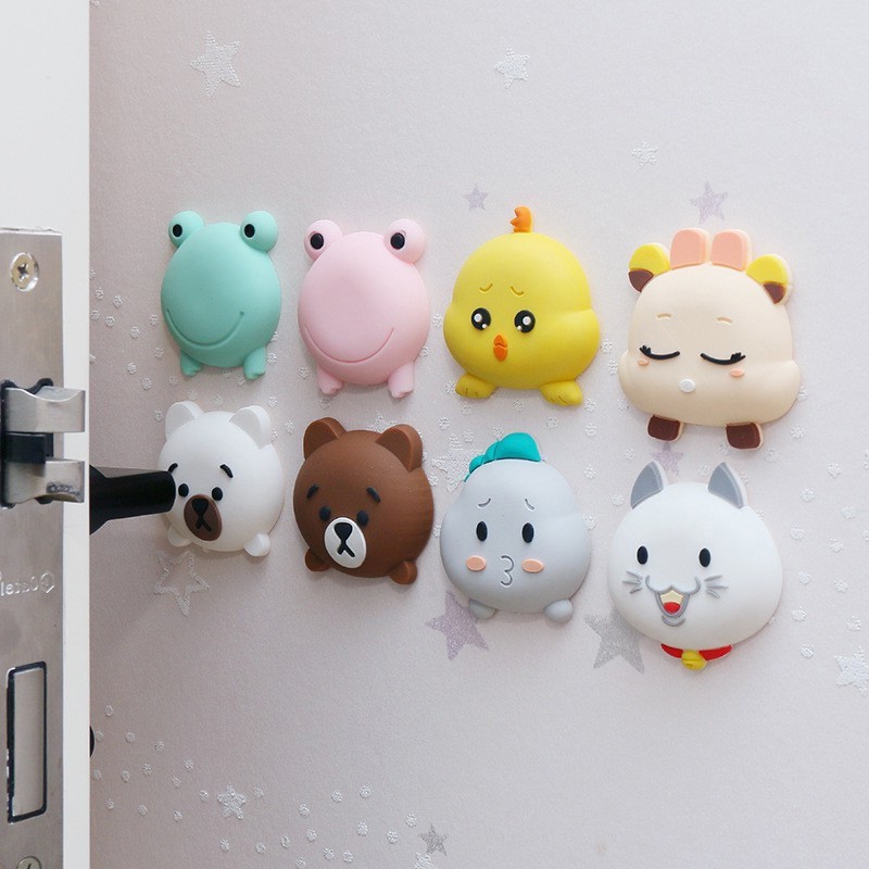 สติ๊กเกอร์ติดผนังซิลิโคนไร้รอยประตูหลังแผ่นป้องกันการชนกันประตูตู้ตัวป้องกันผนัง