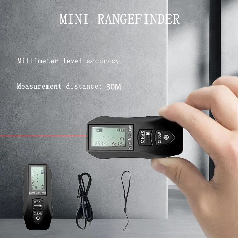 เครื่องวัดระยะด้วยเลเซอร์แบบพกพา ขนาดเล็ก ชาร์จด้วย USB หลายโหมด ใช้งานง่าย พกพาสะดวก เหมาะสาหรับงานก่อสร้างและตกแต่งบ้านทั้ง 1 ชิ้น