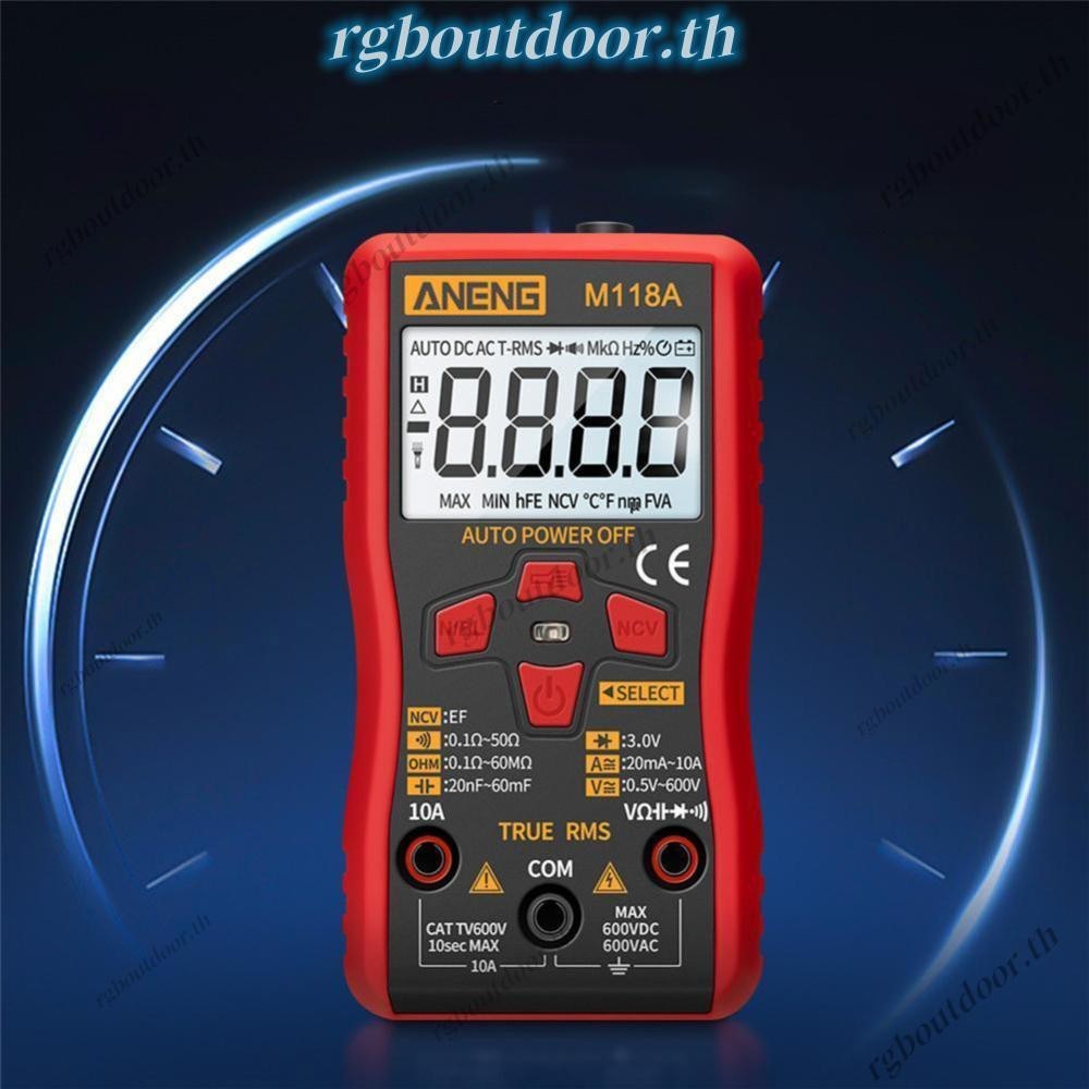 ANENG มัลติมิเตอร์แบบดิจิตอล RMS มิเตอร์วัดกระแสไฟฟ้าแรงดันไฟฟ้า ACDC NCV เครื่องทดสอบเครื่องวัดแรงดันไฟฟ้า M118A