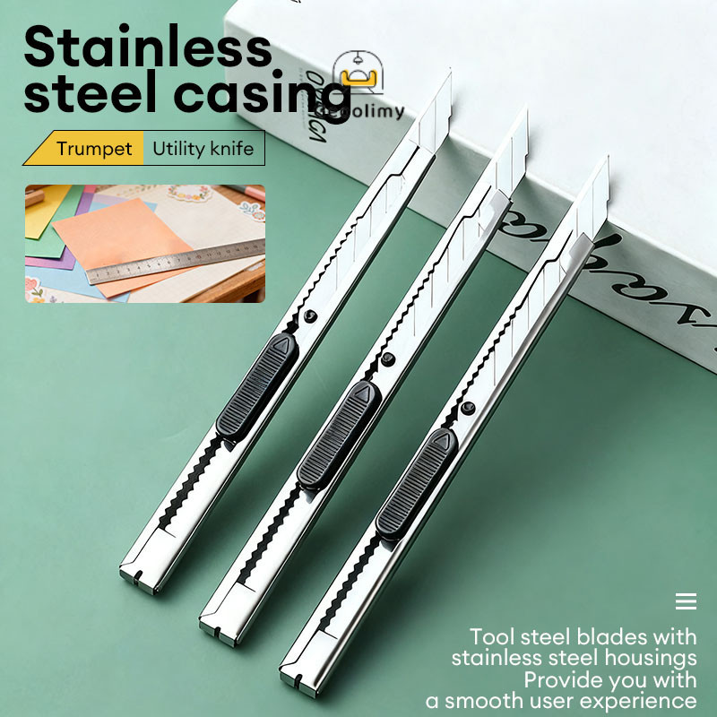 คัตเตอร์ มีดคัตเตอร์ คัตเตอร์ 9mm น้ำหนักเบา พกพาสะดวก ใบมีดเฉียง 30 Cutter ด้ามแสตนเลส