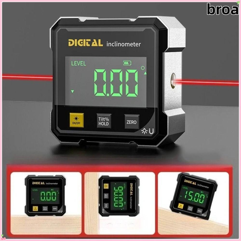 BROA เลเซอร์สองหน้า Inclinometerระดับมุมมัลติฟังก์ชั่นแบบชาร์จไฟได้จอแสดงผล LCD แม่เหล็กสี่ล้อแบบพกพามืออาชีพดิจิตอล Inclinometer ในครัวเรือน