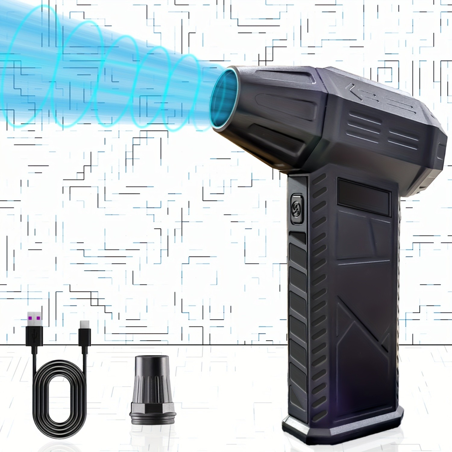 ไม้ปัดฝุ่นลมไฟฟ้าแบบพกพา 4 เกียร์ปรับได้ 130000RPM ชาร์จไร้สายสาหรับทาความสะอาด 1 ชิ้น