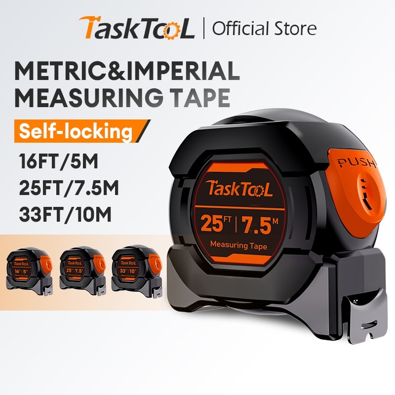 TASKTOOL 5m75m 10m เทปวัดเรืองแสง ตลับเมตร แท้ สเกลชัดเจน การวัดแม่นยำ สายวัดพกพา