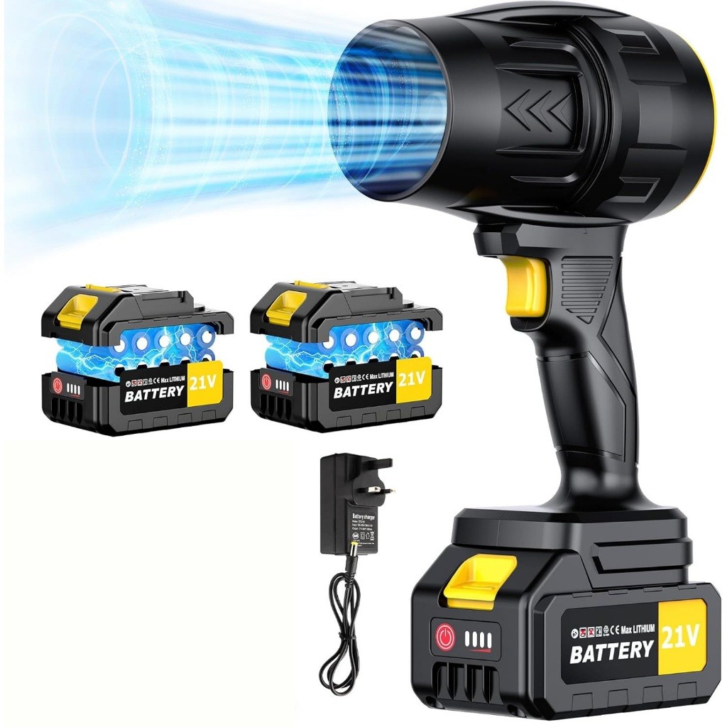เครื่องเป่าใบไม้ไร้สาย 550 W พร้อมแบตเตอรี่ 2 ก้อน ระบบเทอร์โบ 40000 รอบต่อนาที เครื่องเป่าฝุ่นไฟฟ้า