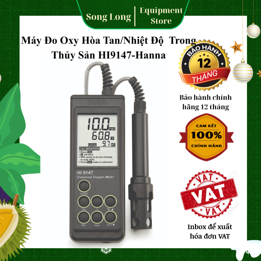 OXY เครื่องวัดอ๊อกซิเจนละลายอุณหภูมิโดยตรงในเพาะเลี้ยงสัตว์น้า HI9147 Hanna